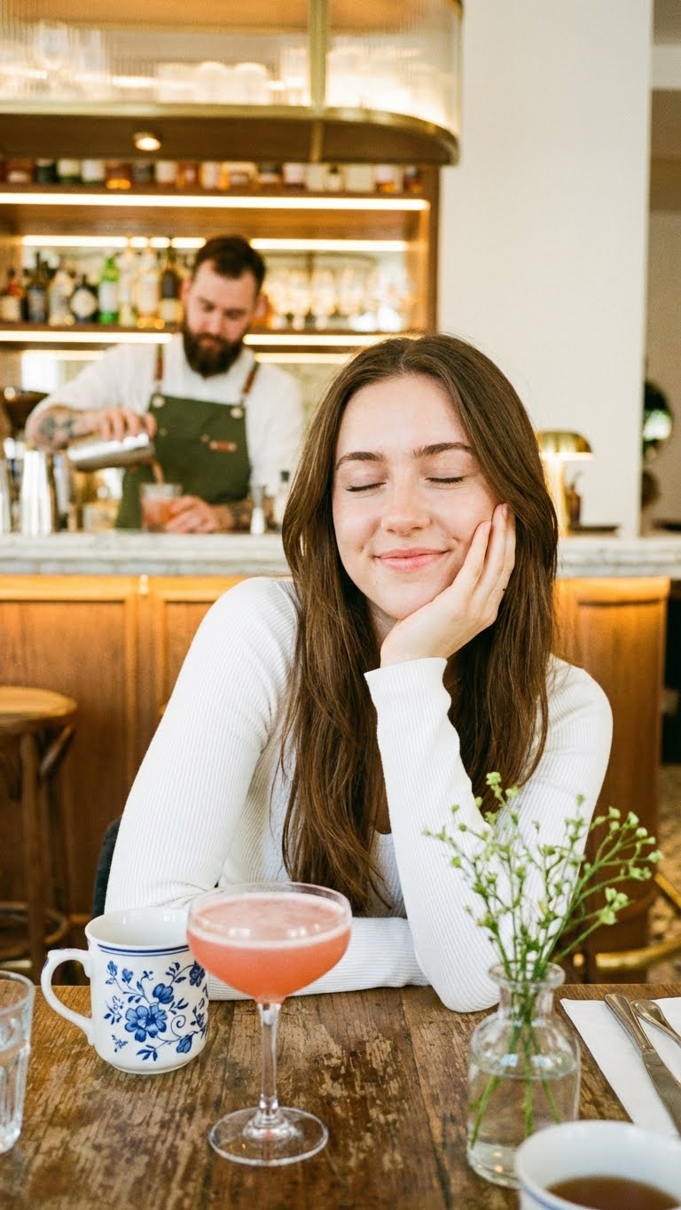 Natural lifestyle portrait in a café