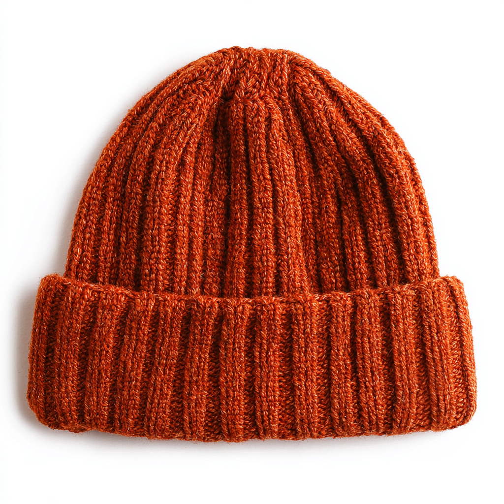 Orange knitted hat product photograph