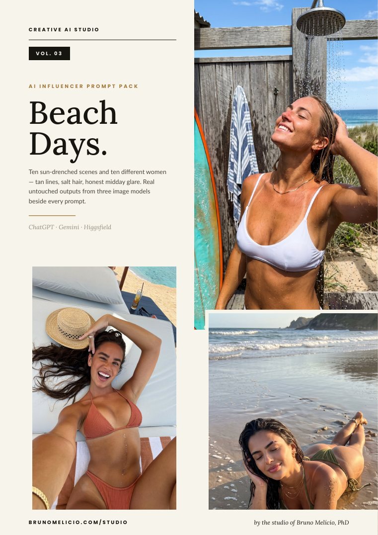 Beach Days AI influencer prompt pack cover